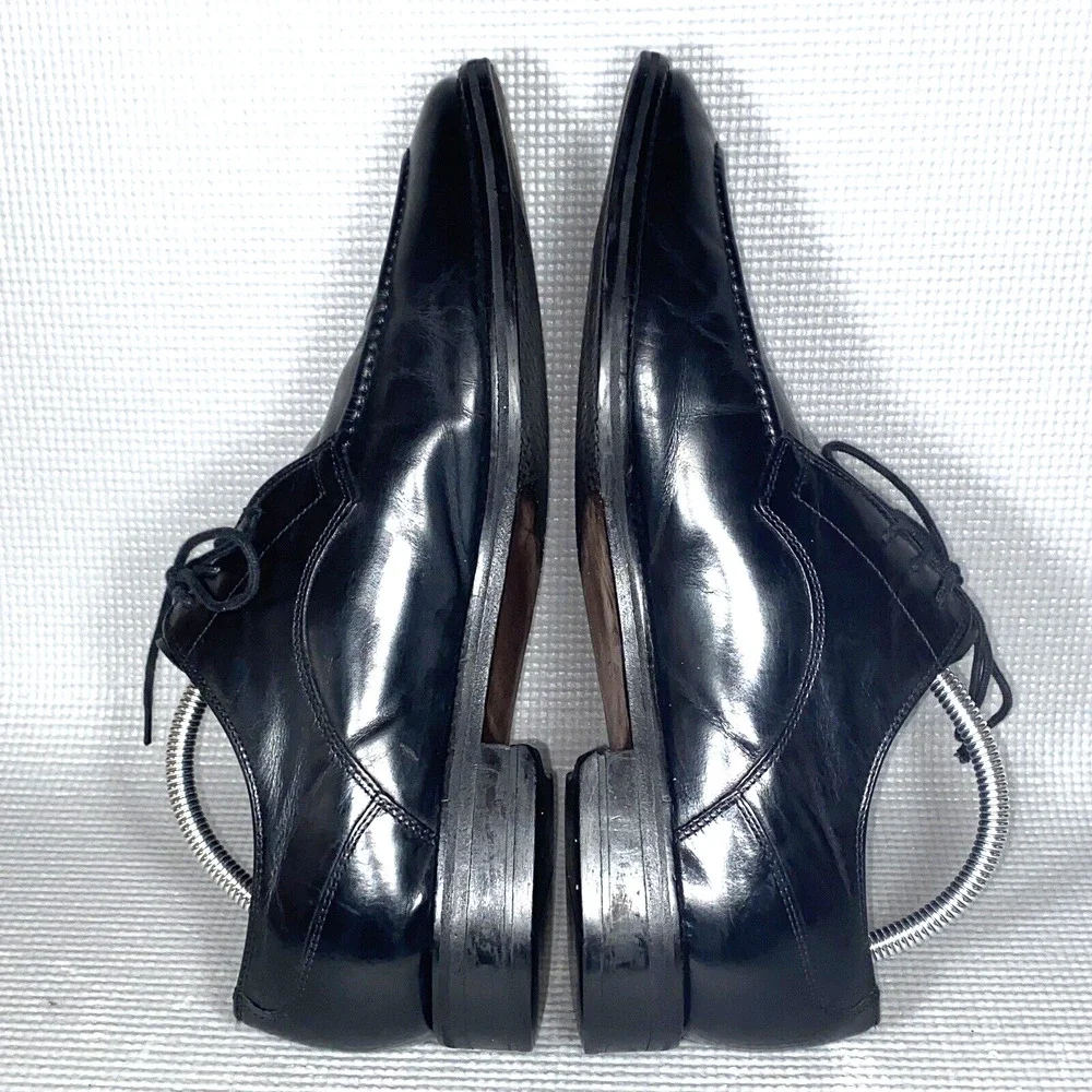 Cole Haan Oxford Black‎ Leather Square Toe Stitched Lace Up Dress Men's 10 1/2 M